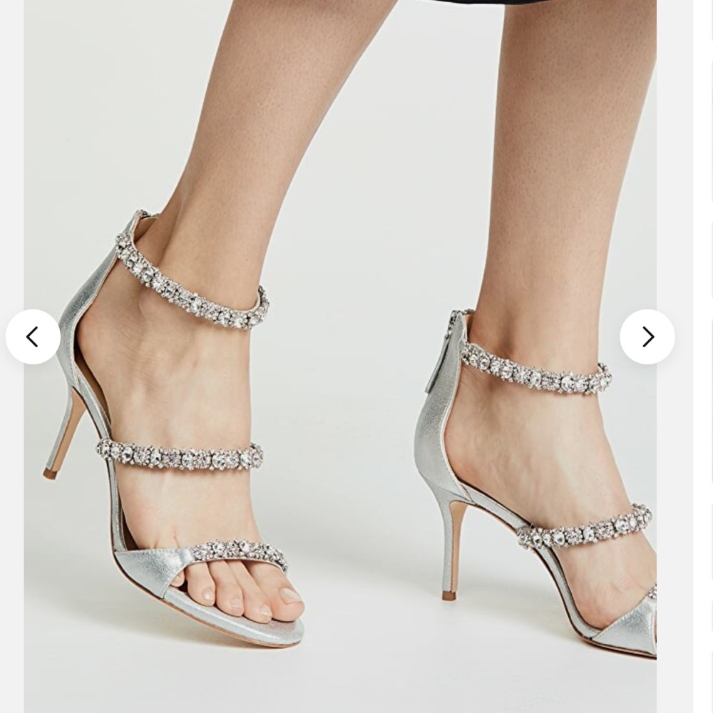 Badgley Mischka Silver Leather Jeweled Sandals size 9.5